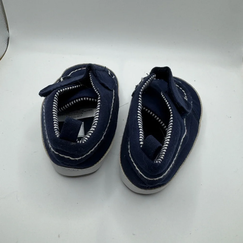 Carter's Infant Boys Size 3 Navy Blue Moccasins Soft Shoes for Kids